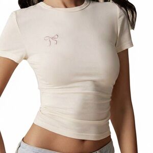 Coquette Pink Bow Embroidered Tee 🎀